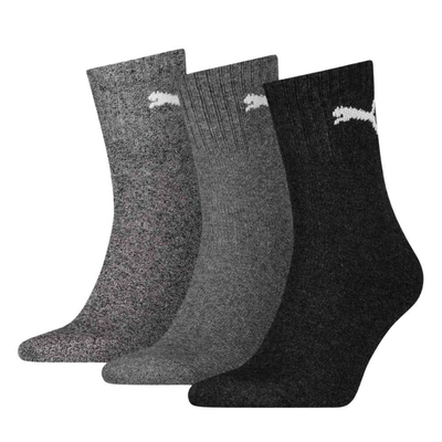 Short crew 3-pairs socks, Dk.grey / Grey, medium