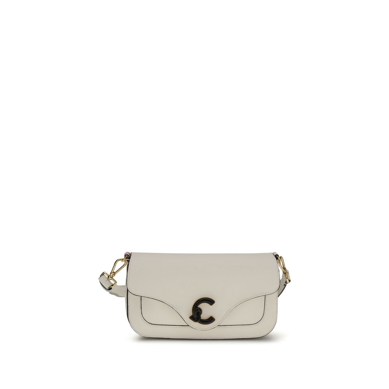 White calf leather bos taurus shoulder bag-null