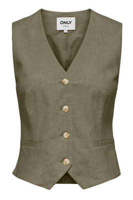 Only siesta linen vest, Olive, medium