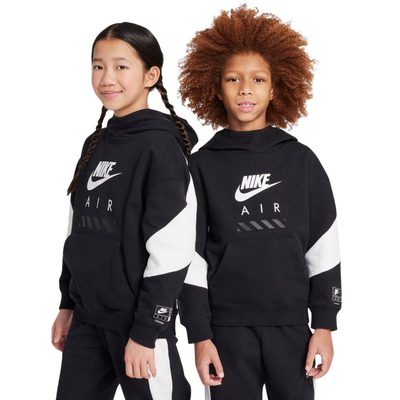 Air kids fleece pullover hoodie, Black / White, medium