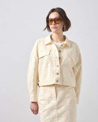 Crop jacket work out, Cream, medium