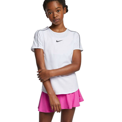 Girls tennis court Dri-FIT top, White / Black, medium