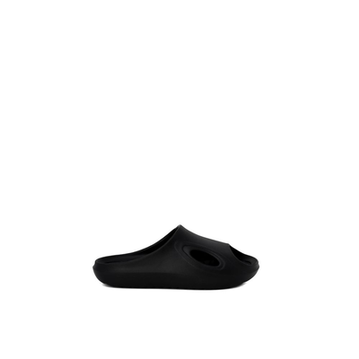 Black polyethylene slippers, Black, medium
