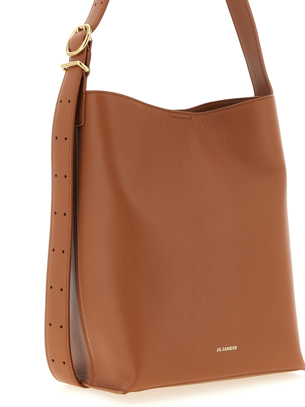 Brown calfskin shoulder bag-null