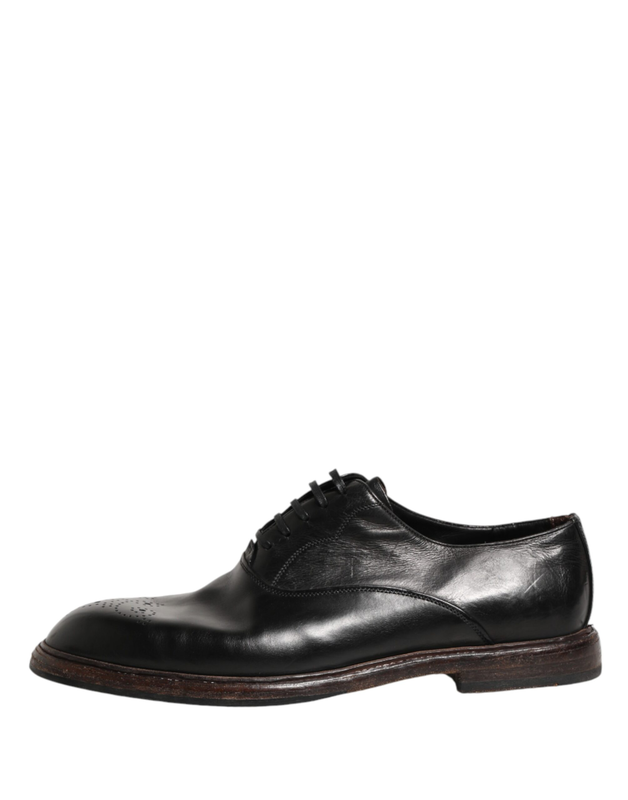 Black calfskin leather oxford dress shoes-null