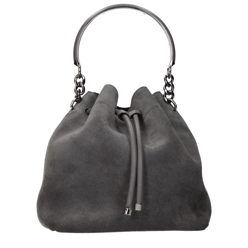 Gray leather handbag-null