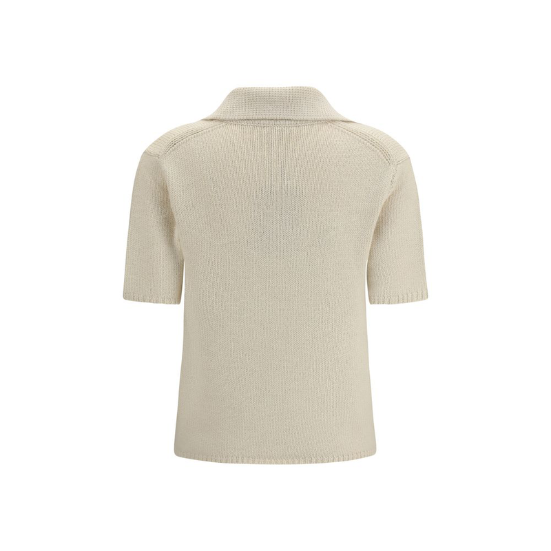 Beige cashmere polo shirt-null
