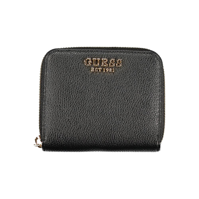 Nero poliuretano women wallet, Black, medium
