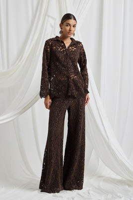 Be you lace shirt, Brown, medium