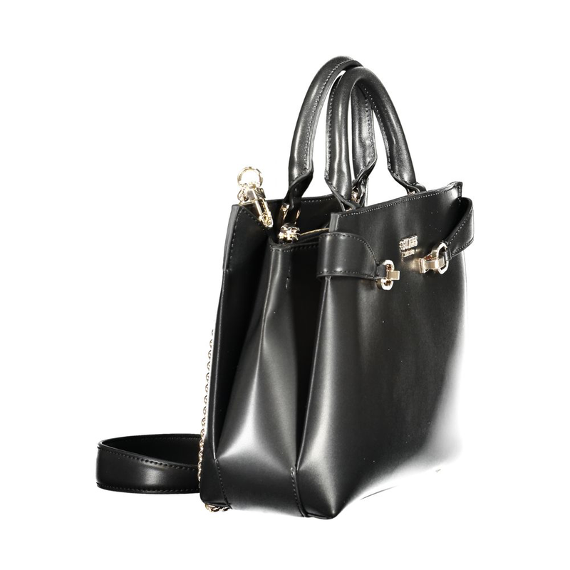 Black polyurethane women's handbag-null