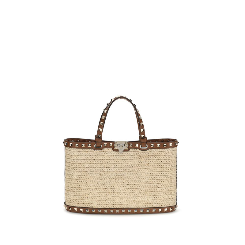 Beige raffia shoulder bag-null