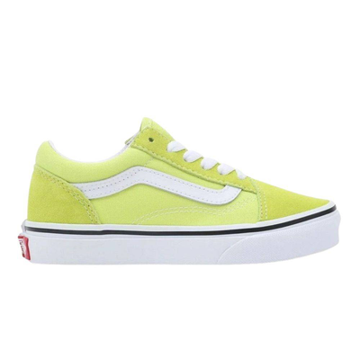 Vans kids color theory old skool shoes, Volt / White, medium