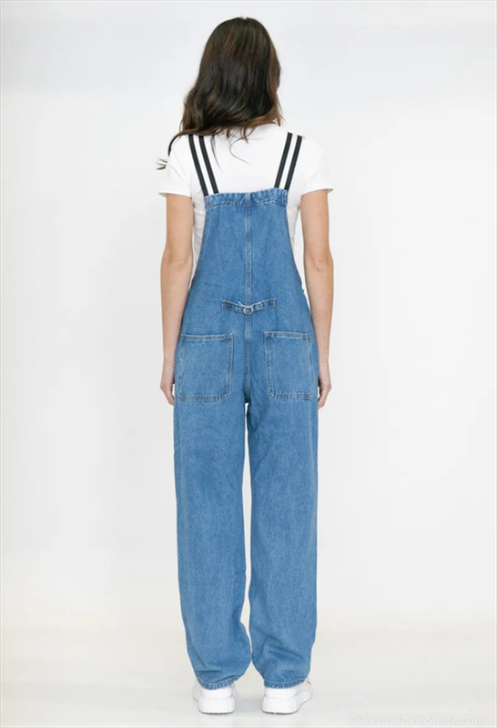 Jean jumpsuit with straps image number null
