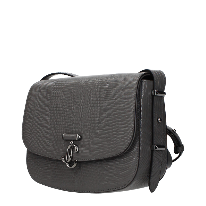 Gray leather crossbody bag-null