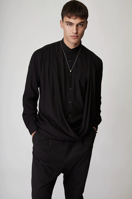 Stefan double vest no collar shirt
