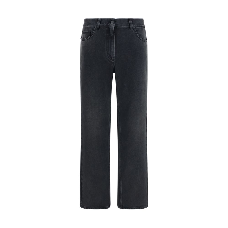 Black cotton straight-leg jeans-null