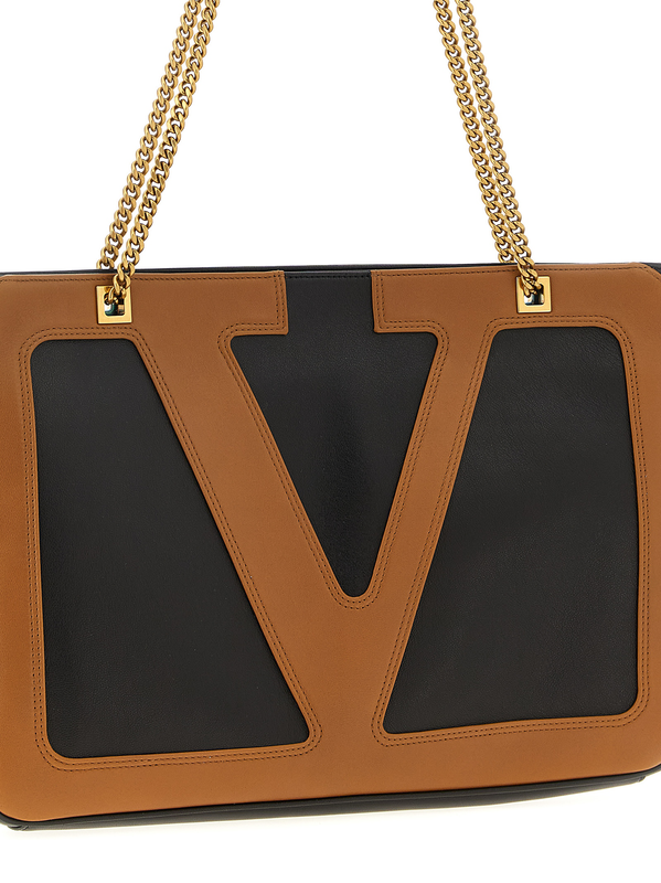 Brown lamb leather tote bag-null