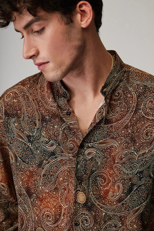 Stefan coffee antique stand up collar shirt image number null