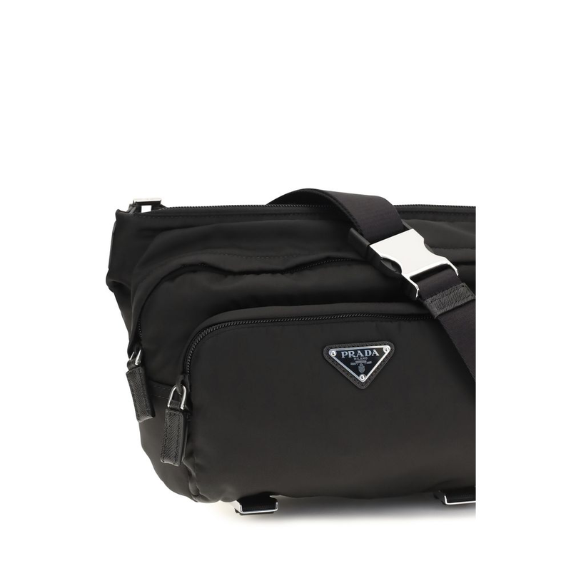 Black nylon shoulder bag-null
