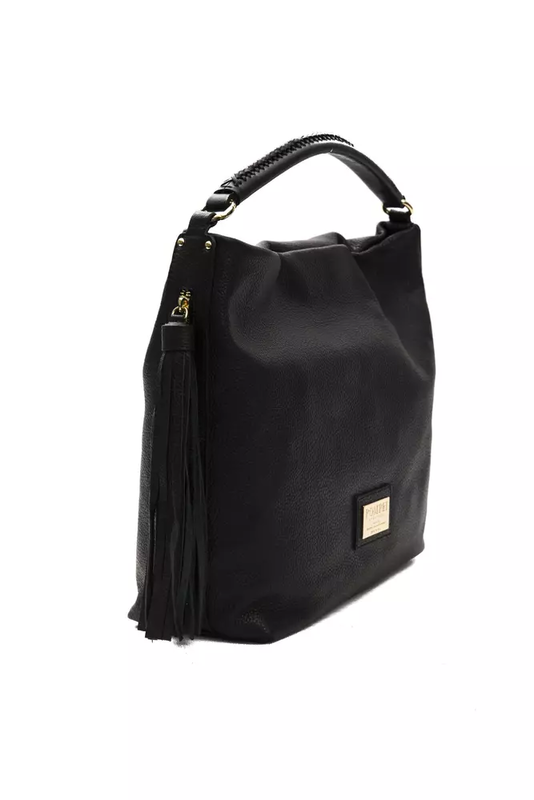 Black leather women shoulder bag-null
