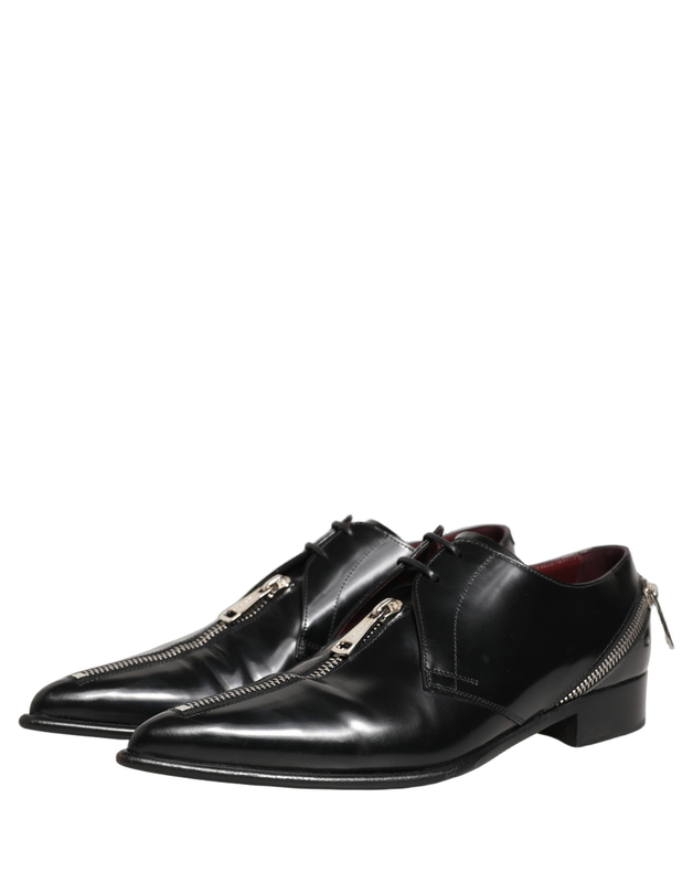 Black leather men derby dress formal shoes-null