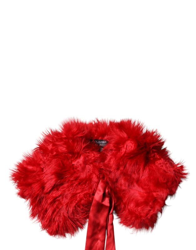 Red alpaca fur women neck warmer winter scarf-null