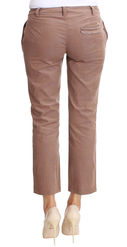 Brown cropped corduroys pants-null