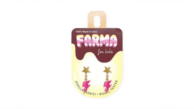 Farma bijoux hipoallergenic kids earrings pink stars and lightning 20mm-null