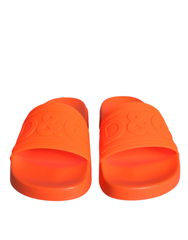 Orange rubber slides sandals beachwear shoes-null