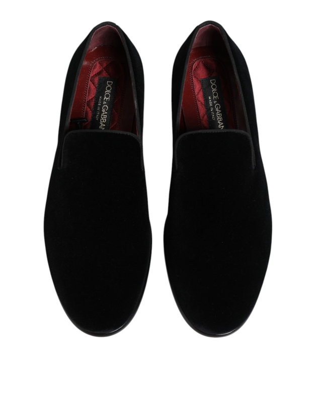 Black velvet loafers formal men dress shoes-null