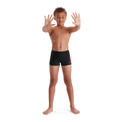 Speedo boys boom logo placement aquashort (12406-b441), Black/black, medium