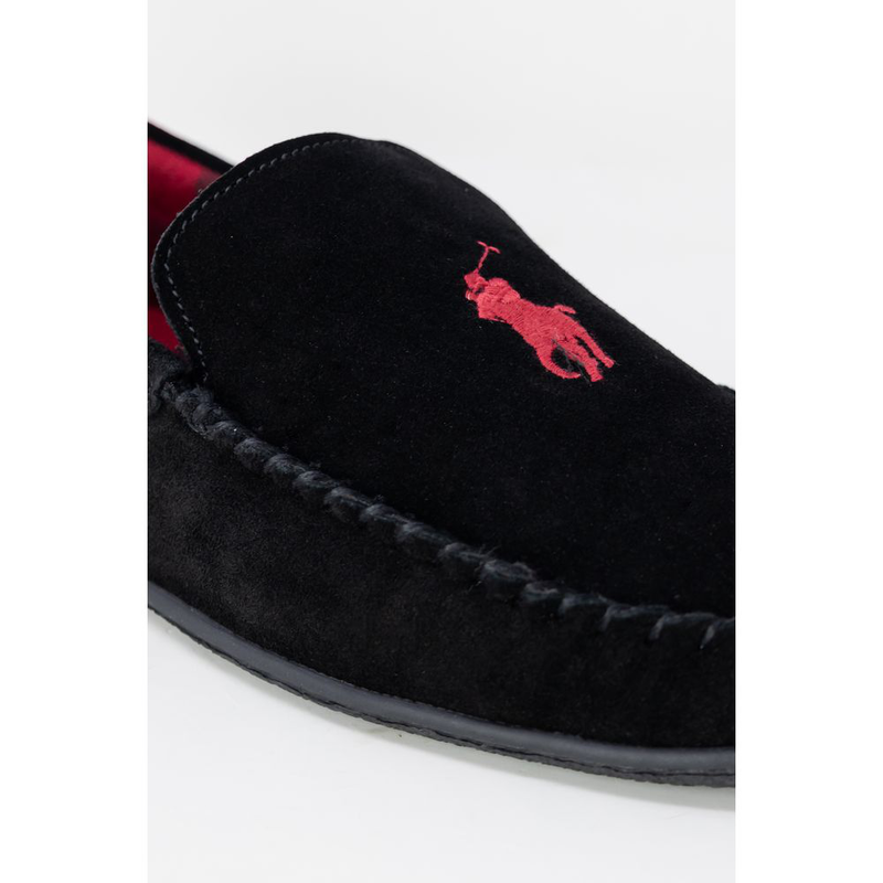Black faux fur slippers-null
