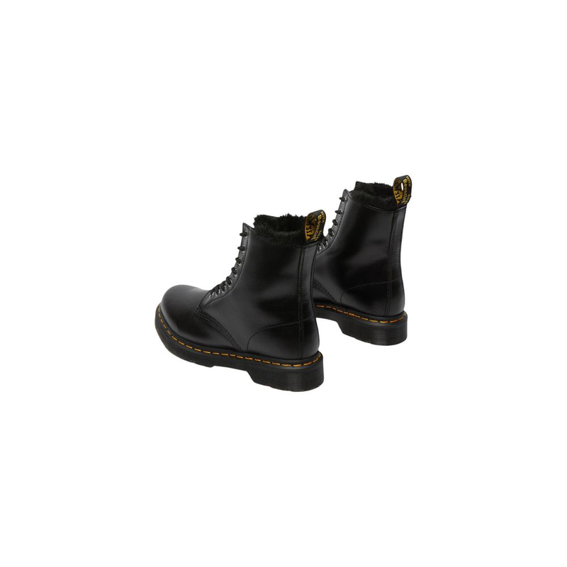 Black leather lace-up boots-null