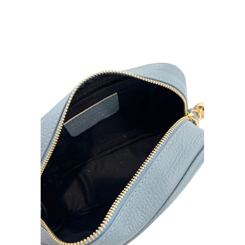 Blue leather women crossbody bag-null
