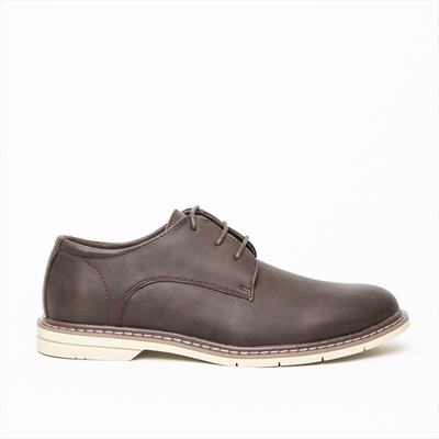 Southport lace up textured casual shoes with contrast sole, Brown, medium