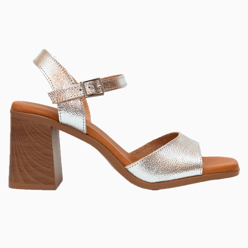 Metallic ladies sandal - all leather, handmade in spain - anatomic-null