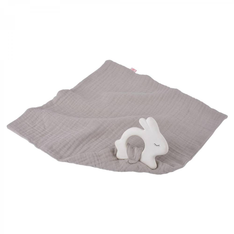 Kikadu rubber rabbit with towel - silver grey-null