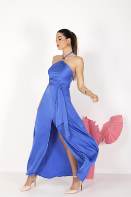 Satin maxi dress - cobalt blue , s, Cobalt Blue, medium