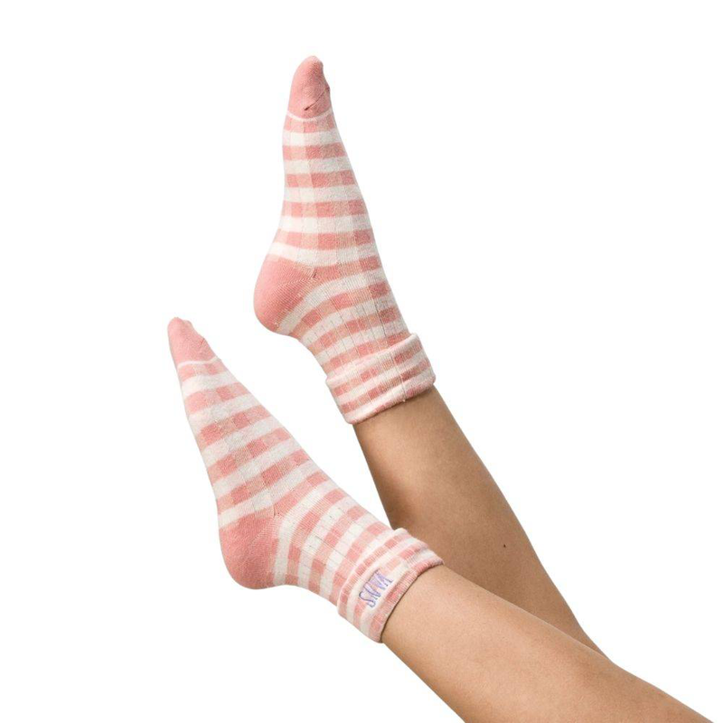 Mixed up gingham socks image number null