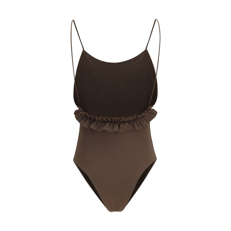 Brown polyamide one-piece swimsuit-null