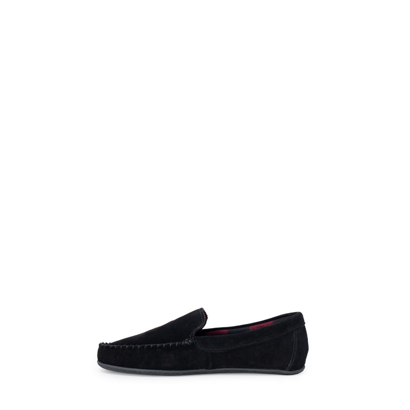 Black faux fur slippers-null