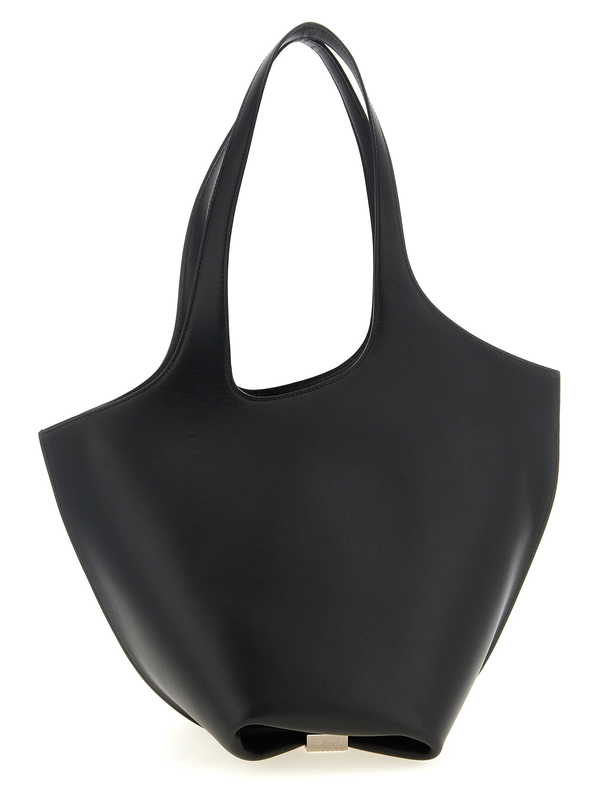 Black calfskin shoulder bag-null