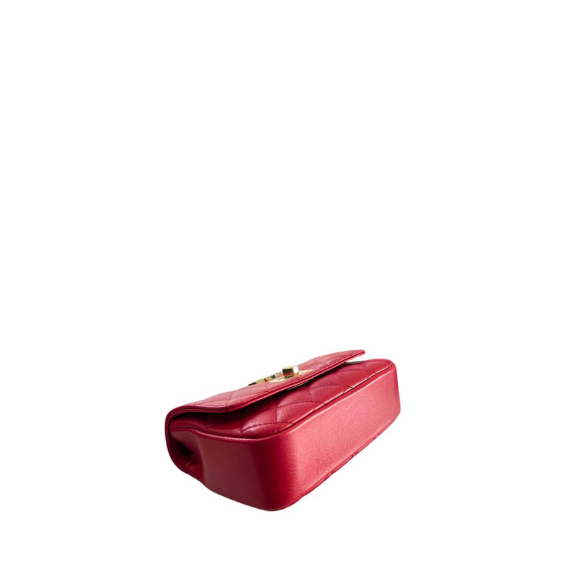Red leather women crossbody bag-null