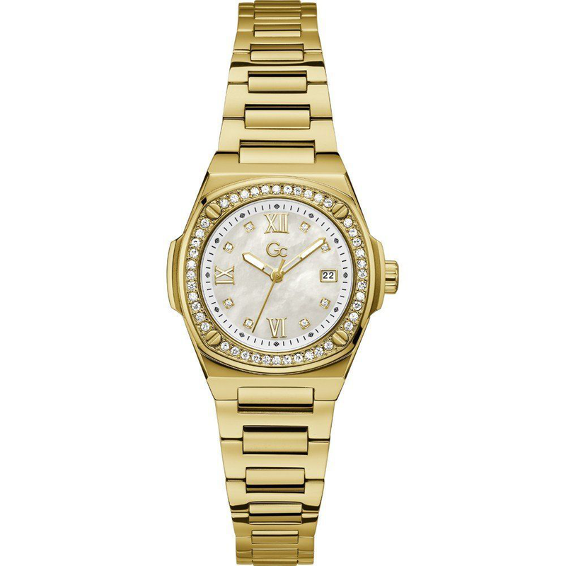 Gold stainless steel dress watch-null