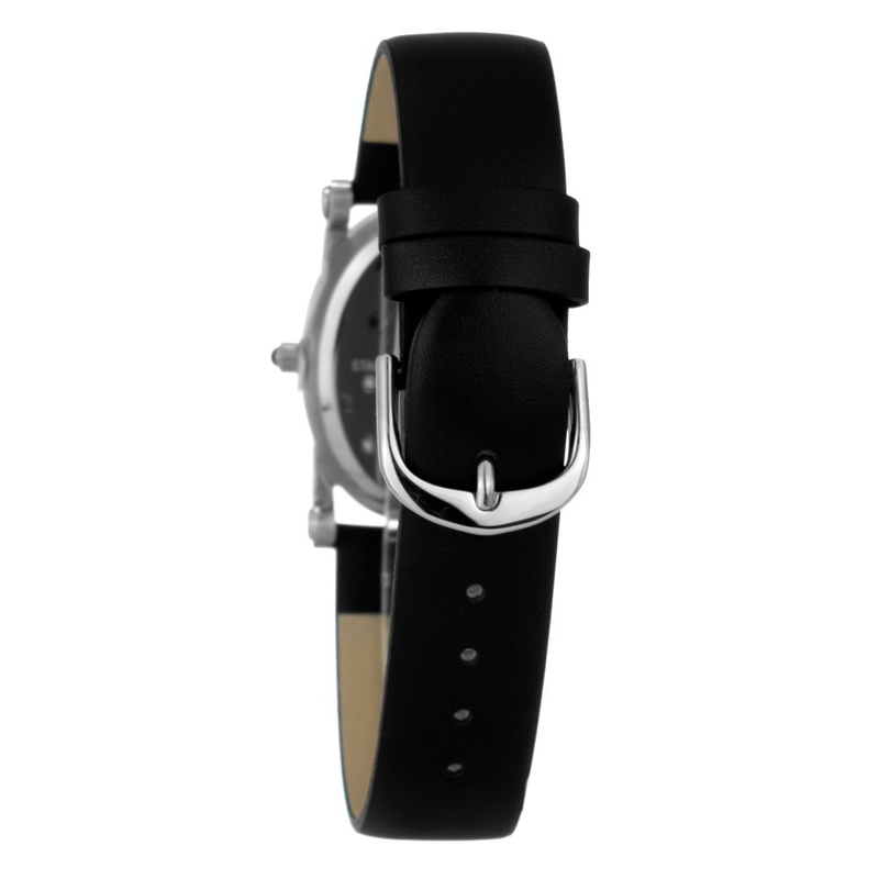 Black leather dress watch-null