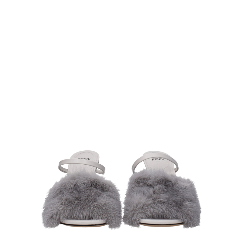 Gray mink slippers-null