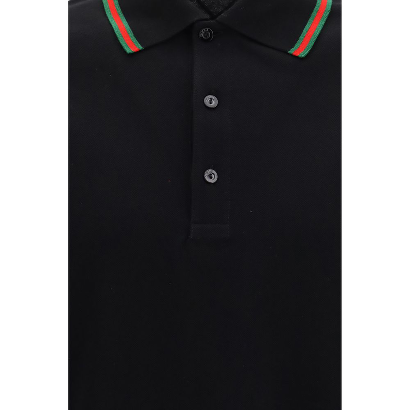 Black cotton polo shirt-null