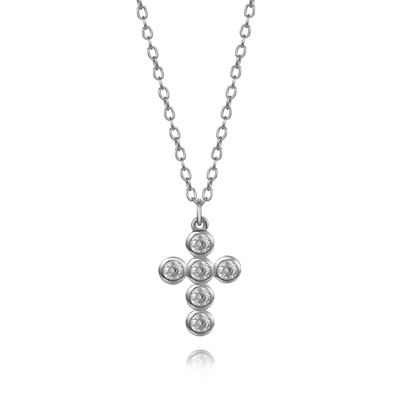 Cross necklace, White Zircon, medium
