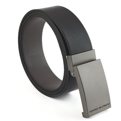 Porsche design business belt with plate buckle 35 black, Black, medium