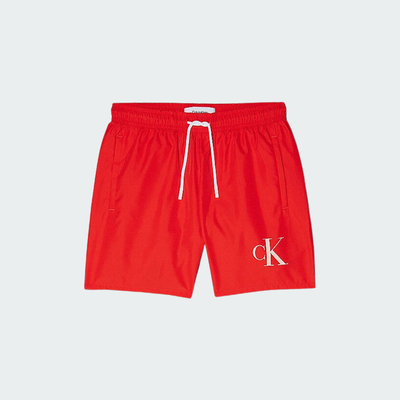 Boys medium drawstring swimwear, Red, medium